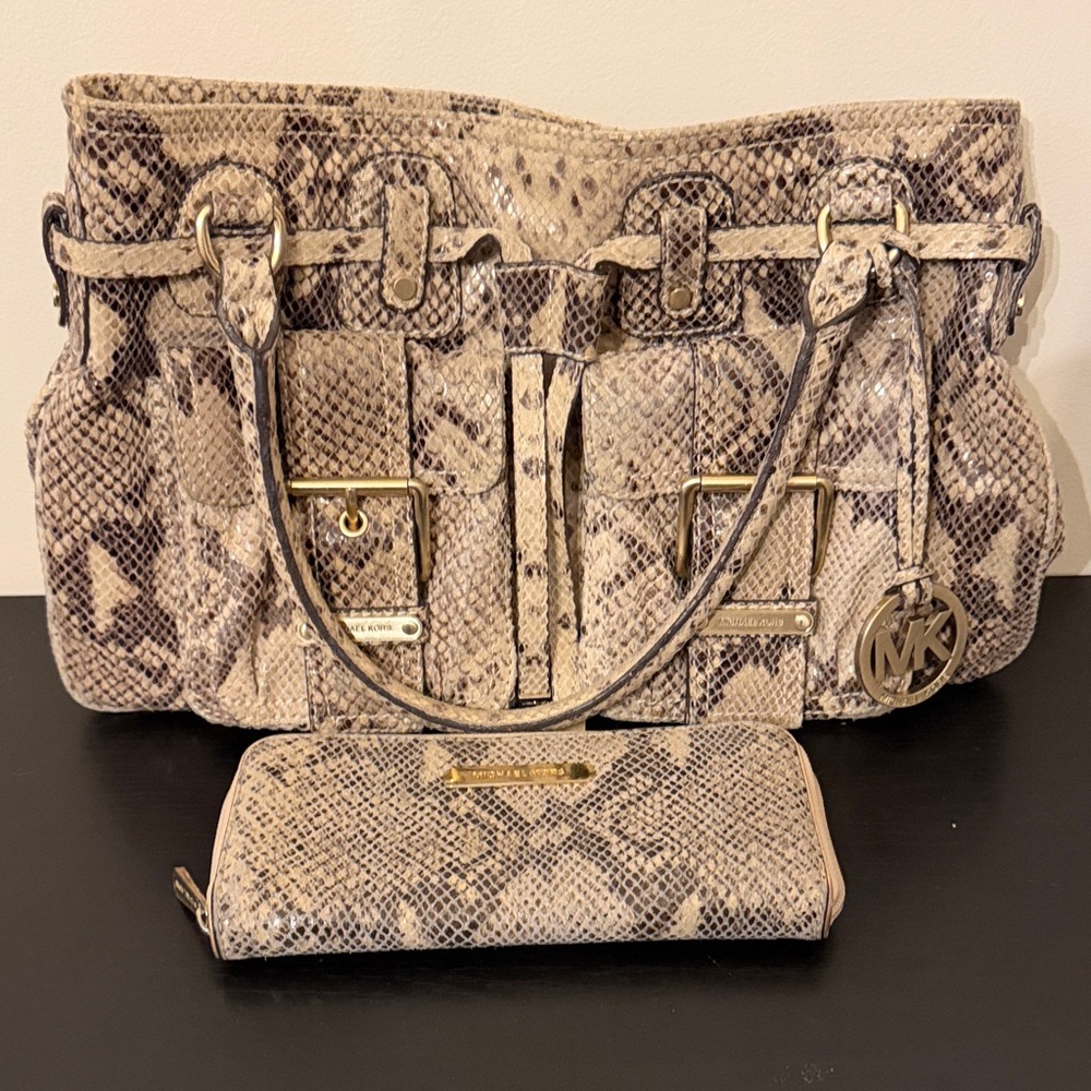 Michael Kors Snake Print Shoulder Bag and Wallet
